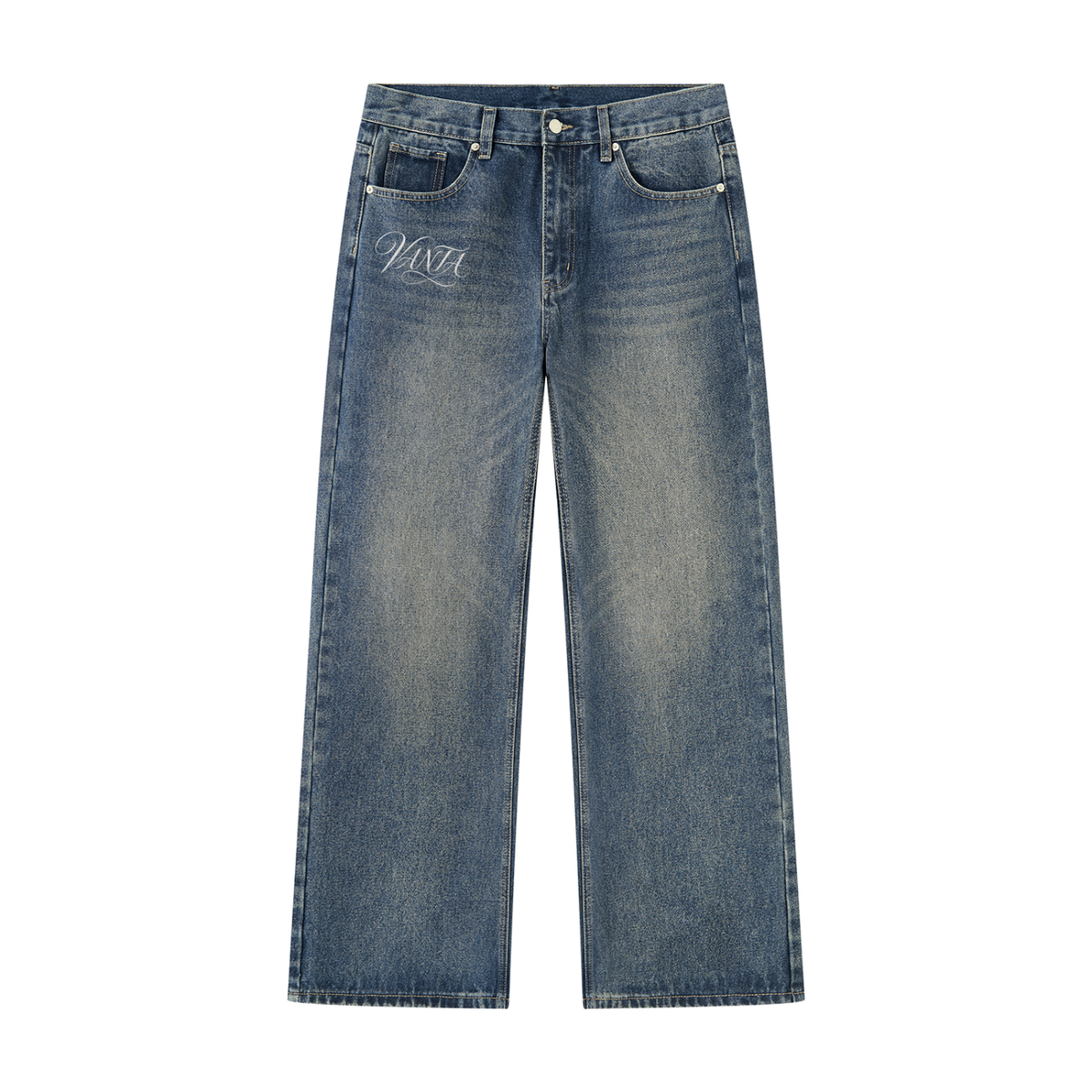 Men’s Vintage Wash Straight Leg Denim Jeans