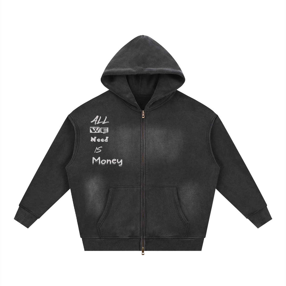 Sunfade Two-way Zipper Boxy Fleece Hoodie