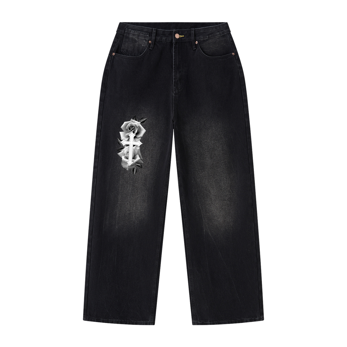 Men's Vintage Wash Wide Leg Jeans