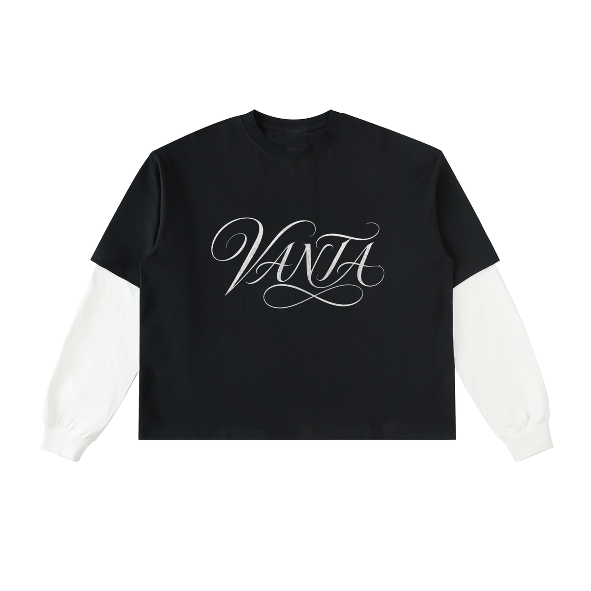 Layered Contrast Sleeve Cotton T-Shirt