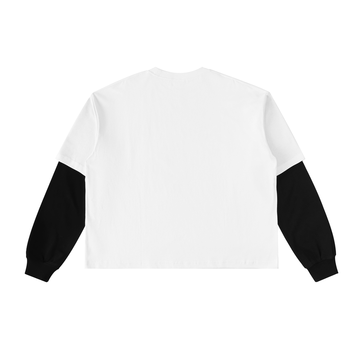 Layered Contrast Sleeve Cotton T-Shirt