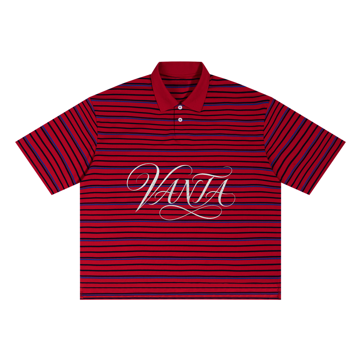 Unisex Striped Boxy Collared Polo Shirt