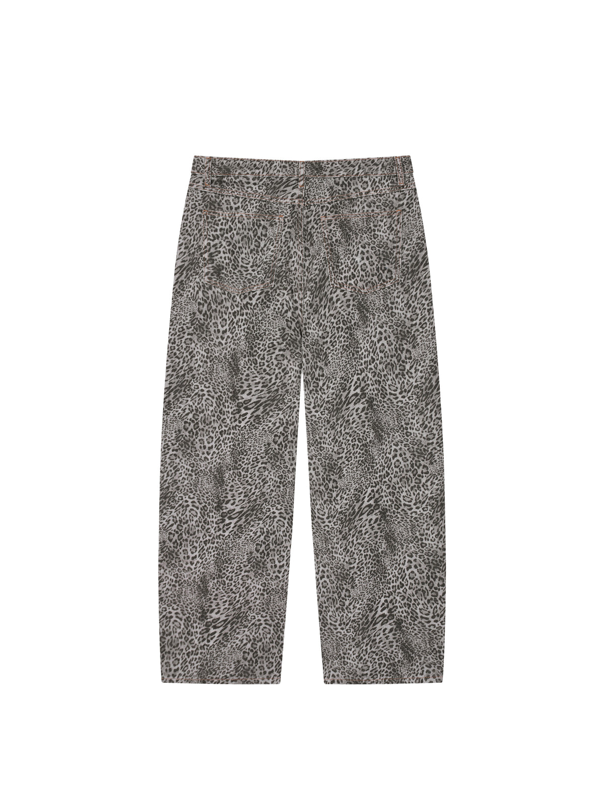 Unisex Vintage Wash Leopard Wide Leg Jeans